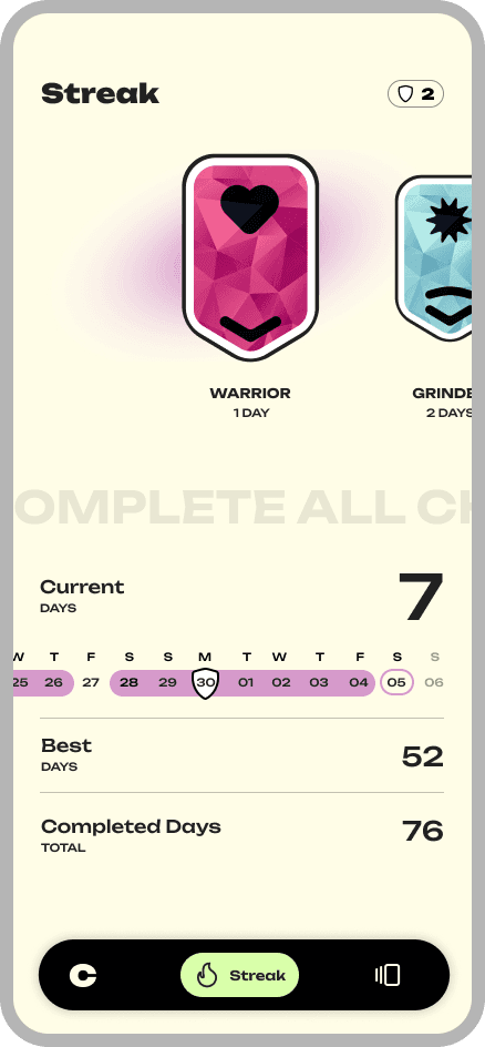 Consigo APP: Streaks Screen